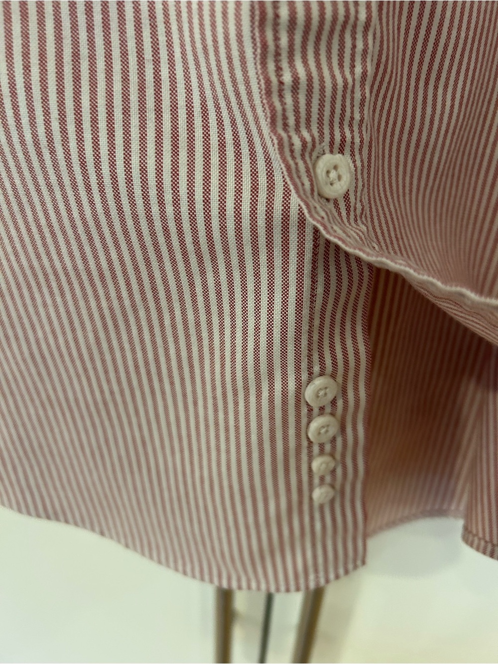 Lands' End Tall Men’s Button-Down Shirt Size 18/36 Red White Striped Long Sleeve - Picture 3 of 11